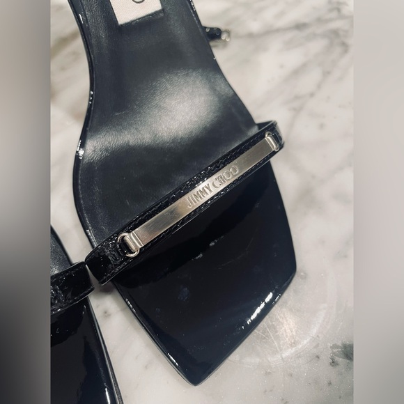 JIMMY CHOO Black Jaxon 95 Embellished Patent-leather sandal - Picture 8 of 10